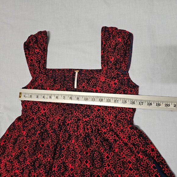 Free People Tabitha Mini Dress Women Size L Blue Red - Picture 10 of 15